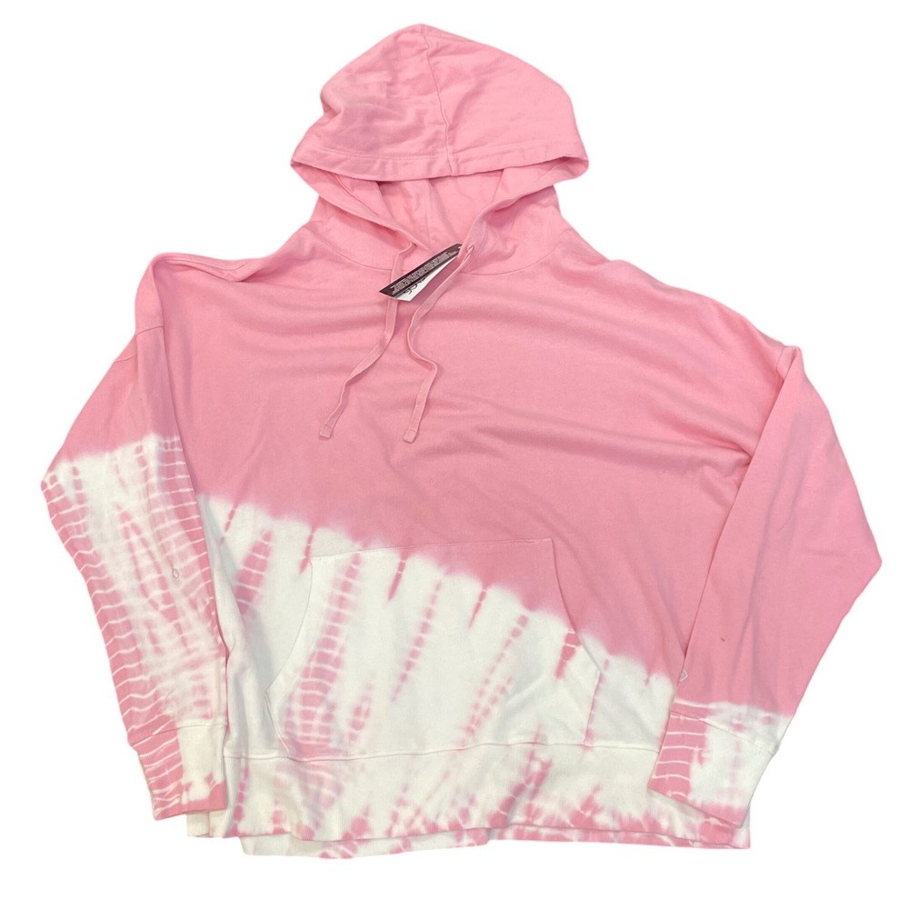 Zelos Womens XL Pink White Tie Dye Hoodie Cotton French Terry‎ Pullover